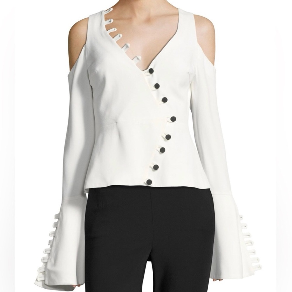 Alexis cold shoulder button down top